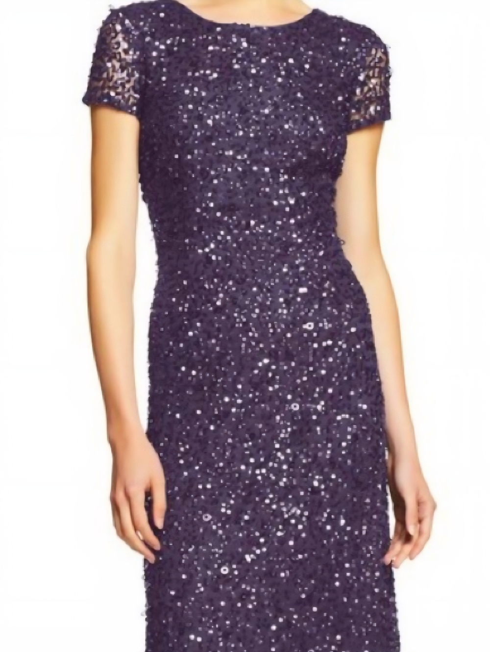 Adrianna Papell Deep Purple Sequin Formal Gown With Train Wedding Guest 10 NWOT‎ - Picture 14 of 14